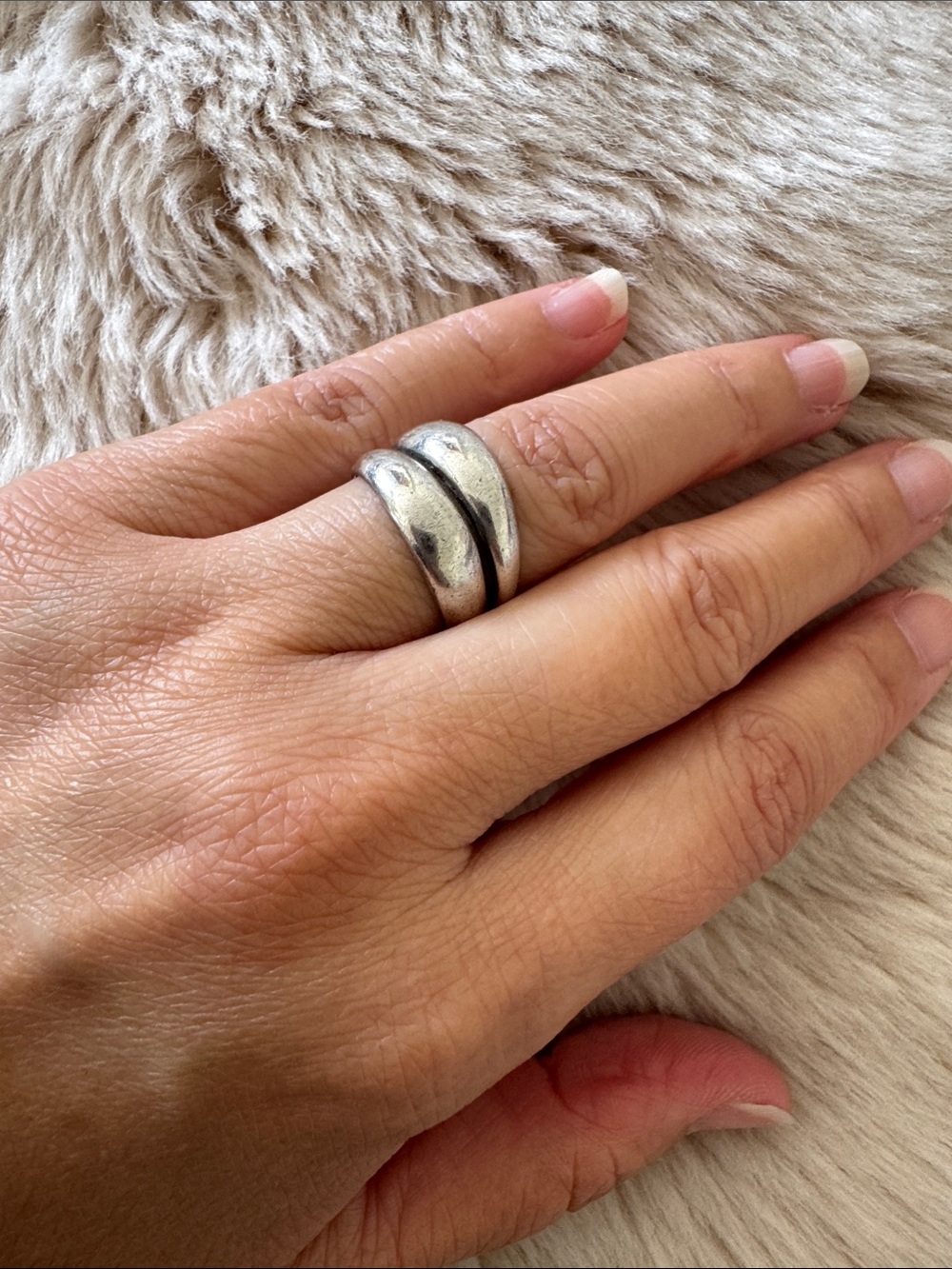 Vintage Sterling Silver Chunky Double Dome Ring Size 6.5 Minimalist